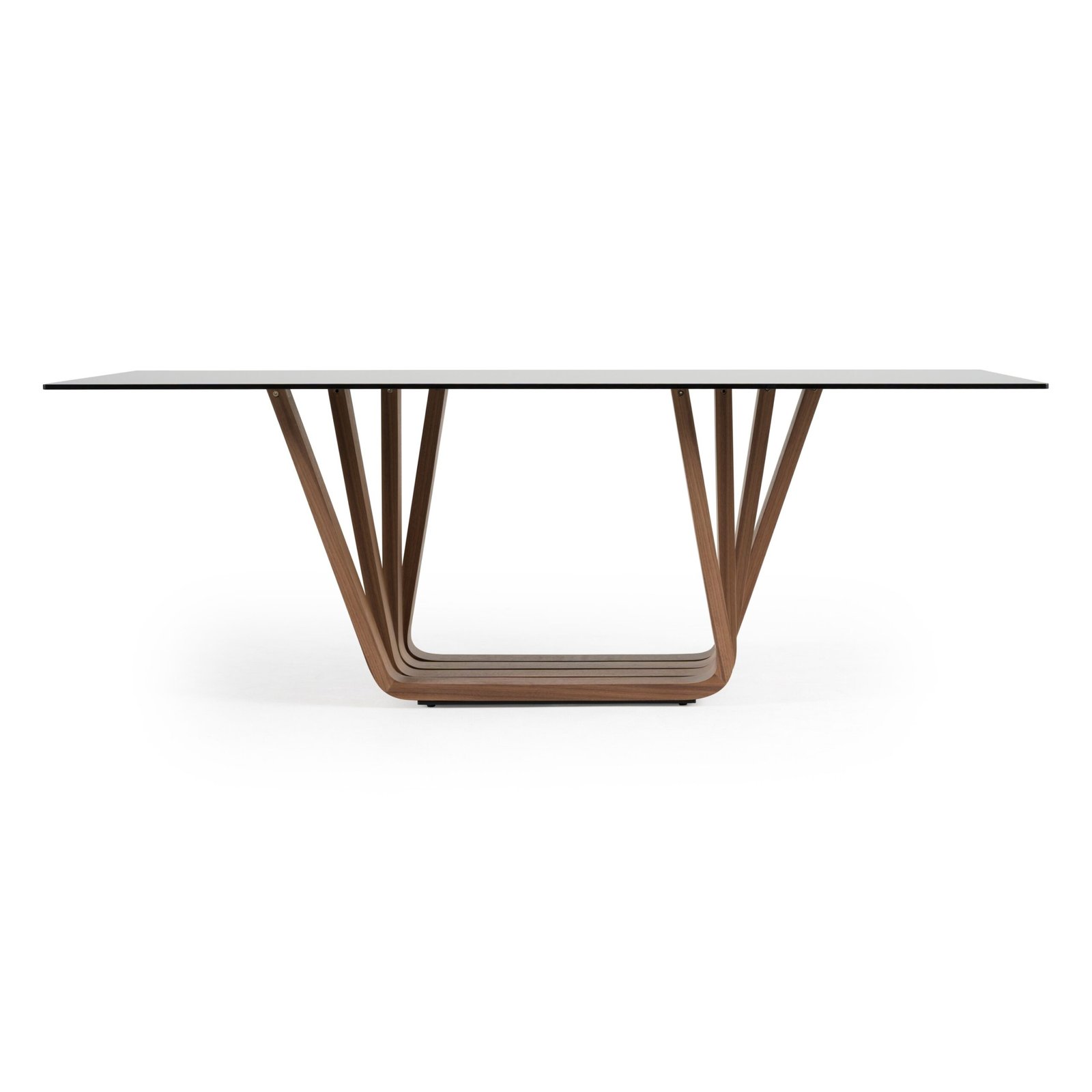 Modrest Solvang - Contemporary - Grey Glass + Walnut Rectangular Dining Table - Image 2