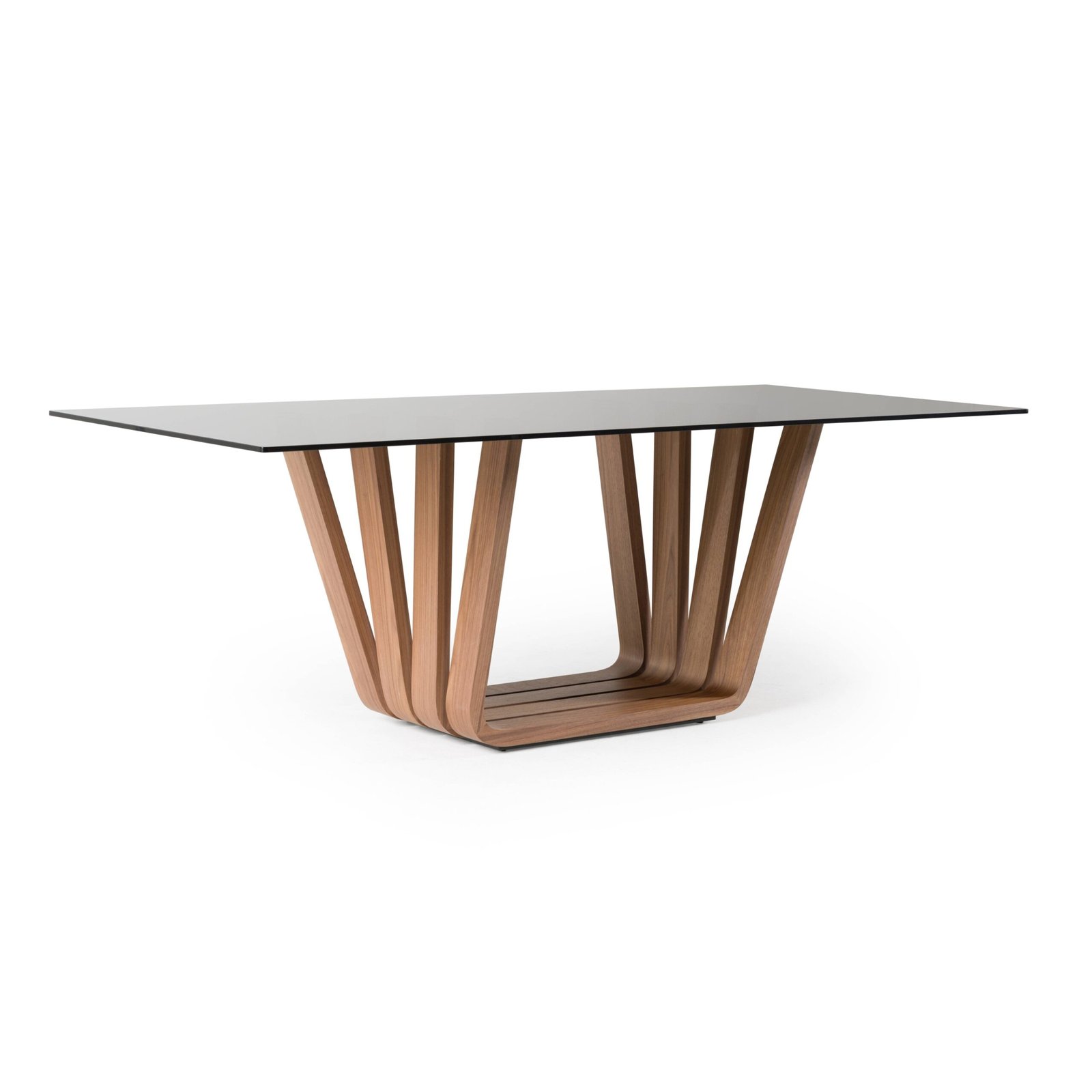 Modrest Solvang - Contemporary - Grey Glass + Walnut Rectangular Dining Table - Image 4