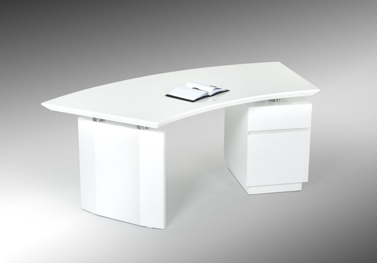 Modrest Stanford Modern White Office Desk - Image 4