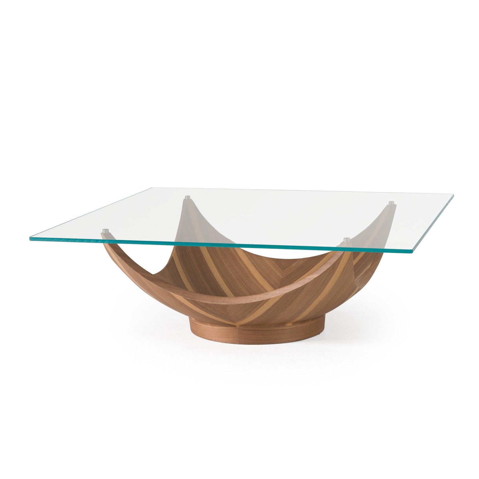 Modrest Sunrise - Contemporary Glass + Walnut Square Coffee Table