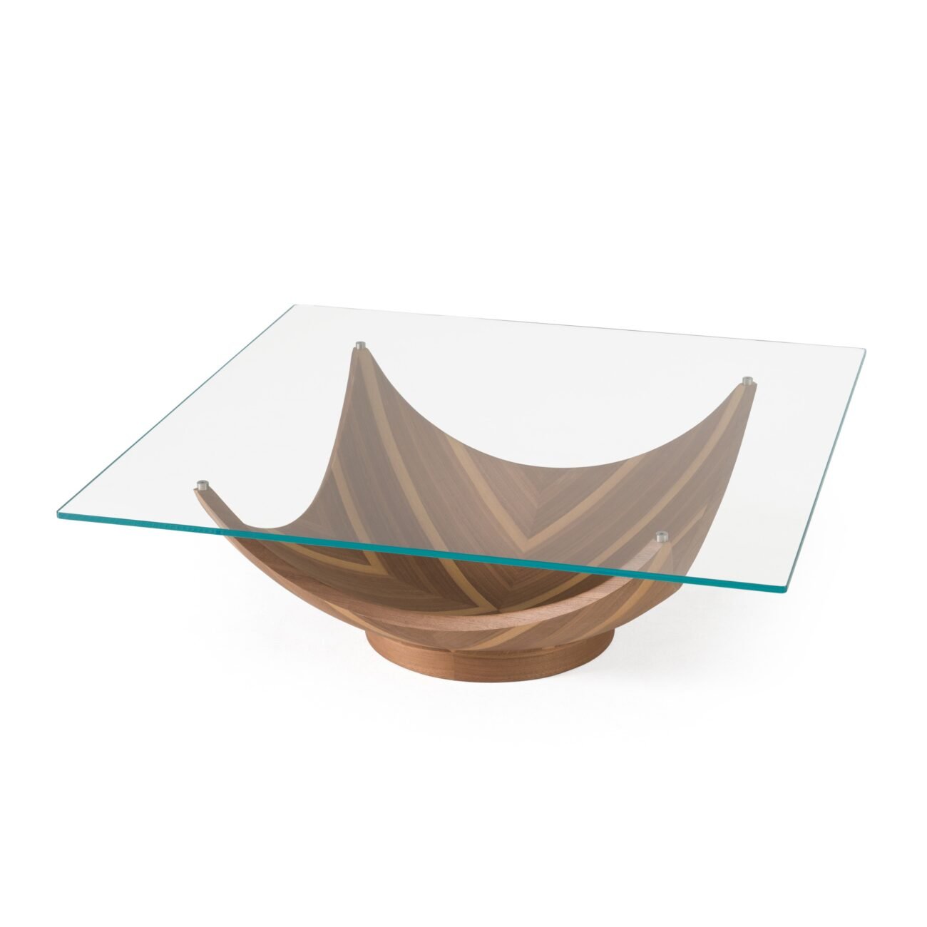 Modrest Sunrise - Contemporary Glass + Walnut Square Coffee Table - Image 2