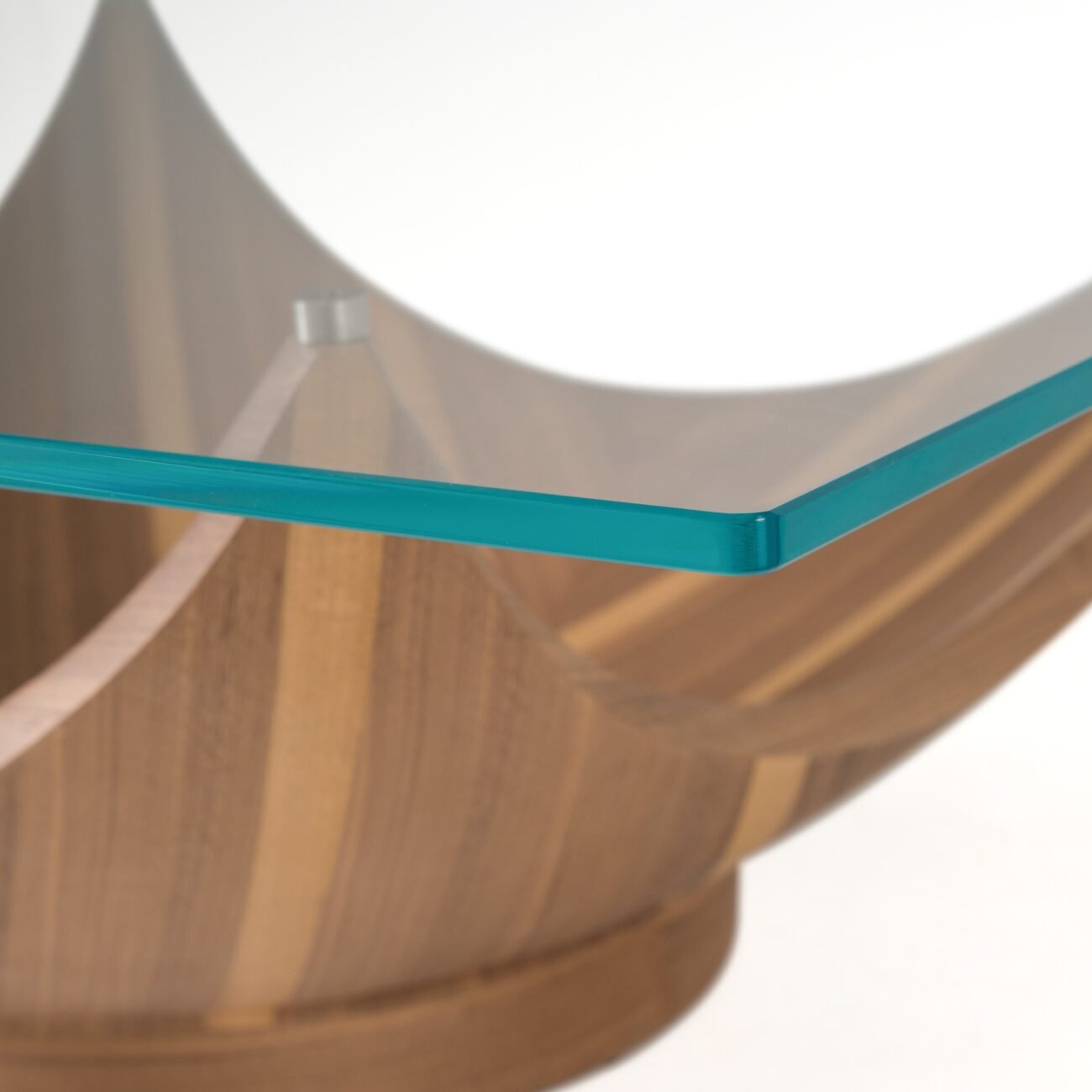 Modrest Sunrise - Contemporary Glass + Walnut Square Coffee Table - Image 4