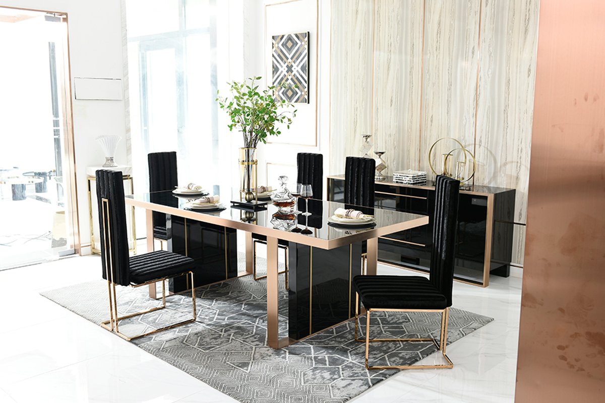 Nova Domus Cartier Modern Black & Rosegold Dining Table - Image 2