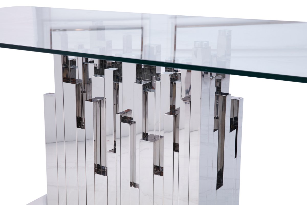 Modrest Edwin Modern Glass & Stainless Steel Dining Table - Image 4