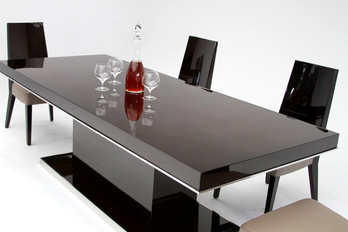 Noble Modern Ebony Lacquer Dining Table - Image 3