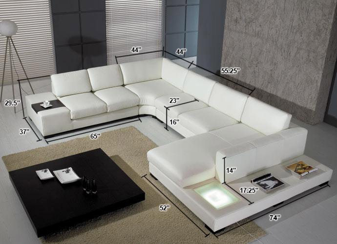 T35 - Modern Black Genuine Leather Sectional Sofa with Light - Image 5