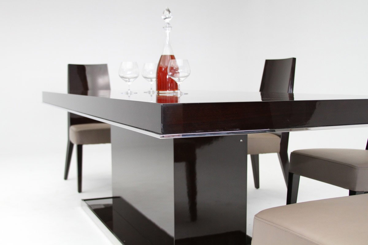 Noble Modern Ebony Lacquer Dining Table - Image 4