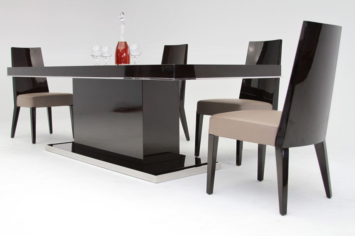 Noble Modern Ebony Lacquer Dining Table - Image 2