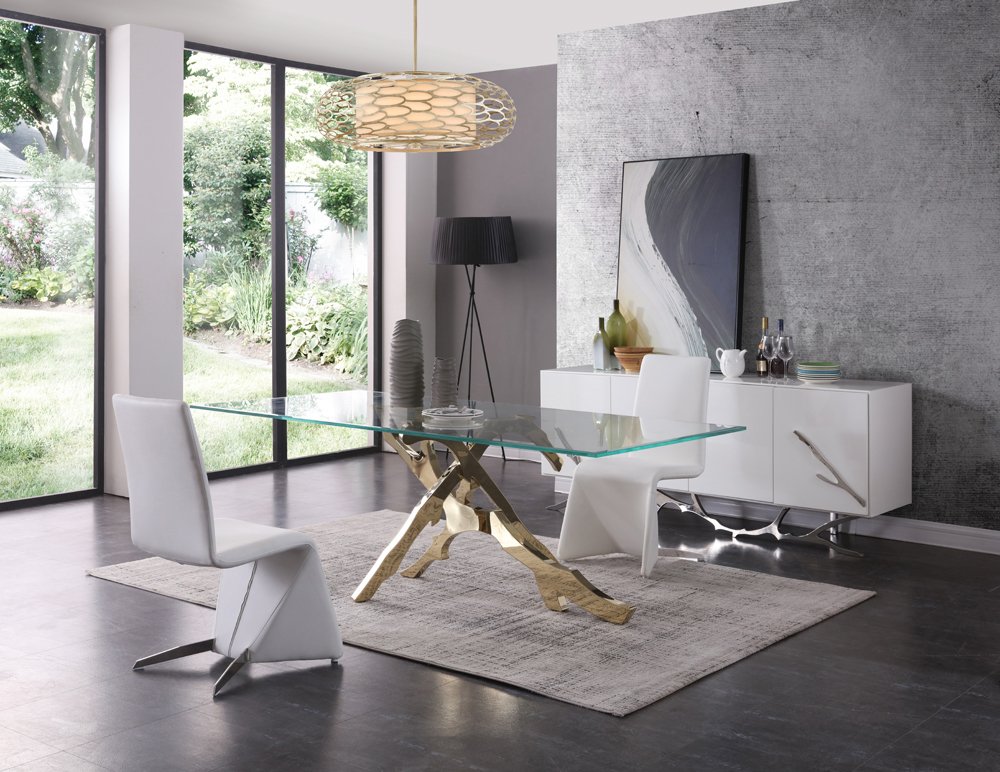 Modrest Legend Modern Glass & Gold Dining Table - Image 2