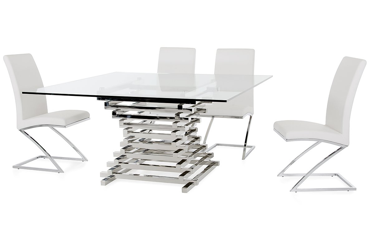 Modrest Crawford Contemporary Clear Glass Square Dining Table - Image 2
