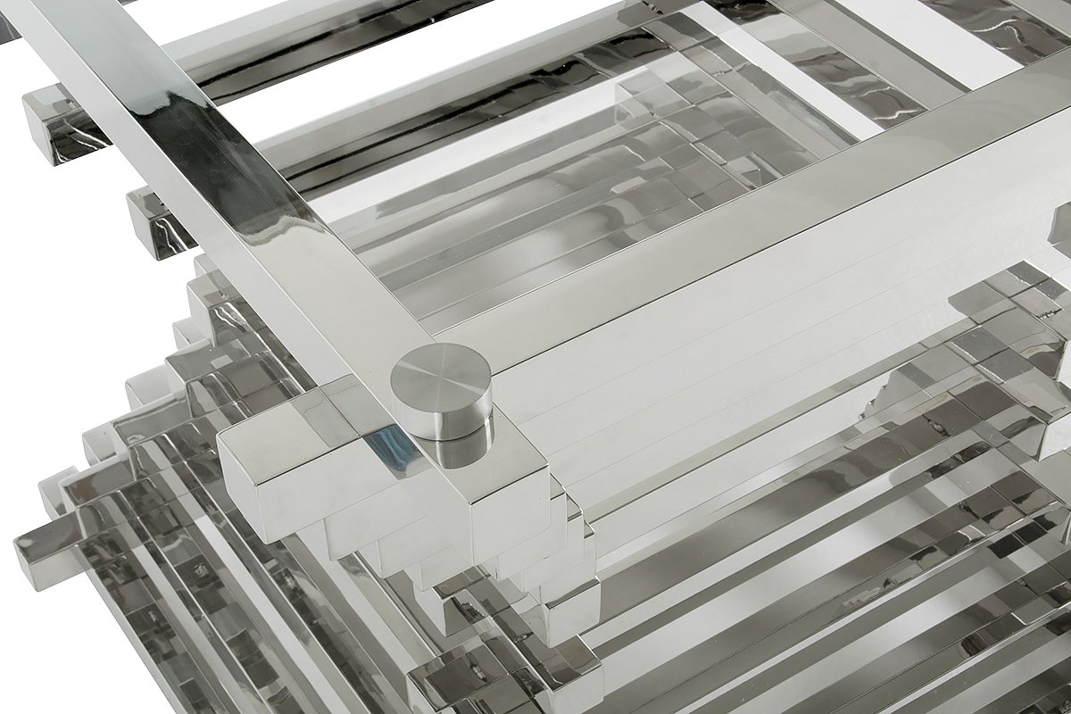 Modrest Crawford Contemporary Clear Glass Square Dining Table - Image 3