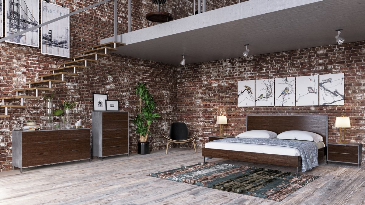 Eastern King Nova Domus Conner Modern Dark Walnut & Concrete Bedroom Set - Image 2
