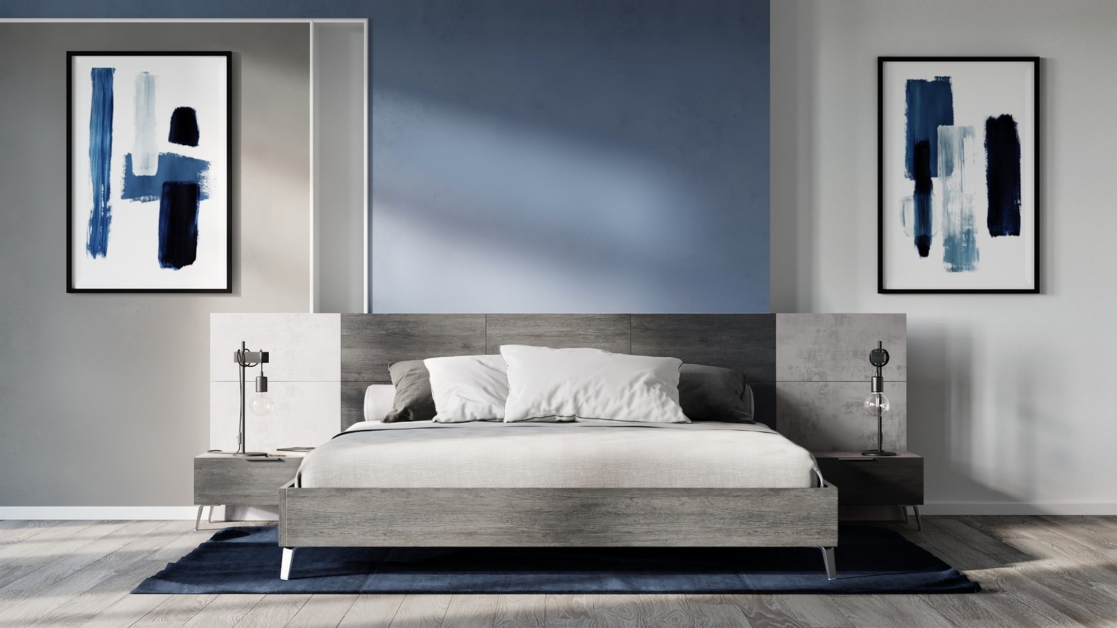Nova Domus Bronx Italian Modern Faux Concrete & Grey 4-Piece Bedroom Set