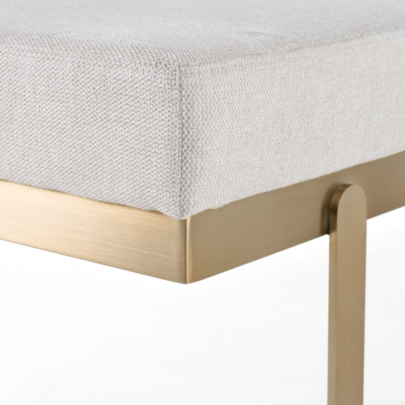 Modrest Tatum - Modern Off-White Fabric + Brass Dining Bench - Image 4