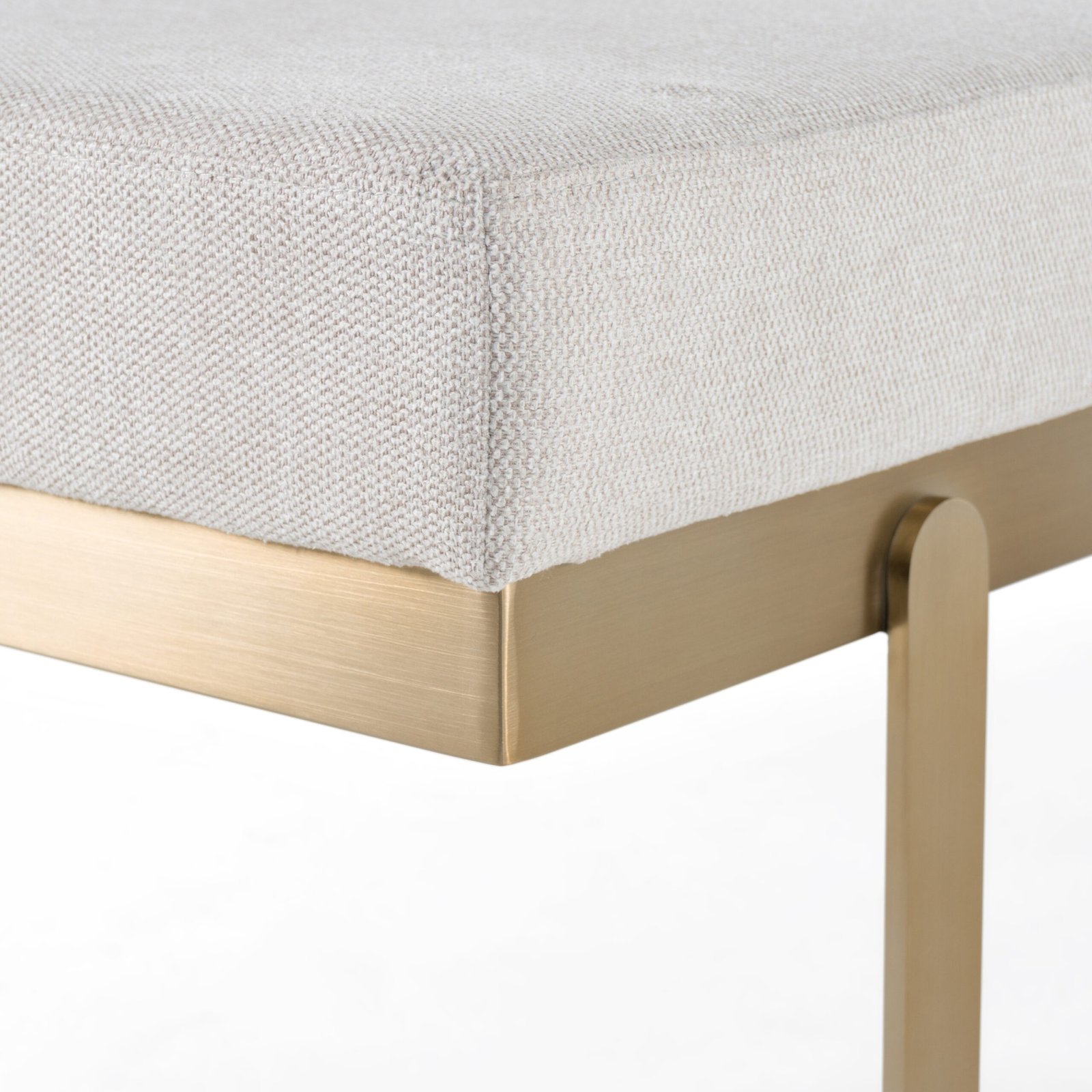Modrest Tatum - Modern Off-White Fabric + Brass Dining Bench - Image 4