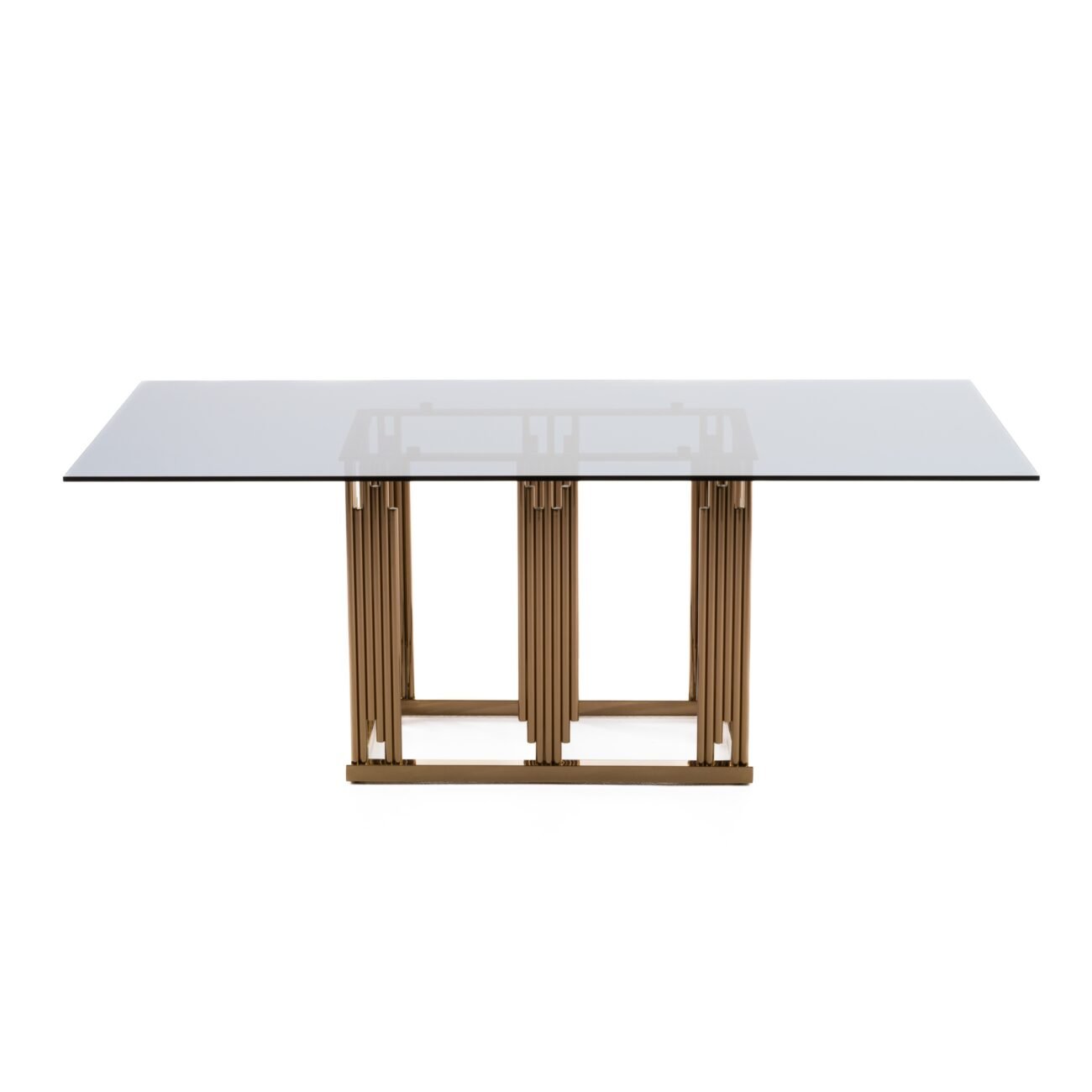 Modrest Token Modern Smoked Grey Glass & Rosegold Dining Table - Image 2