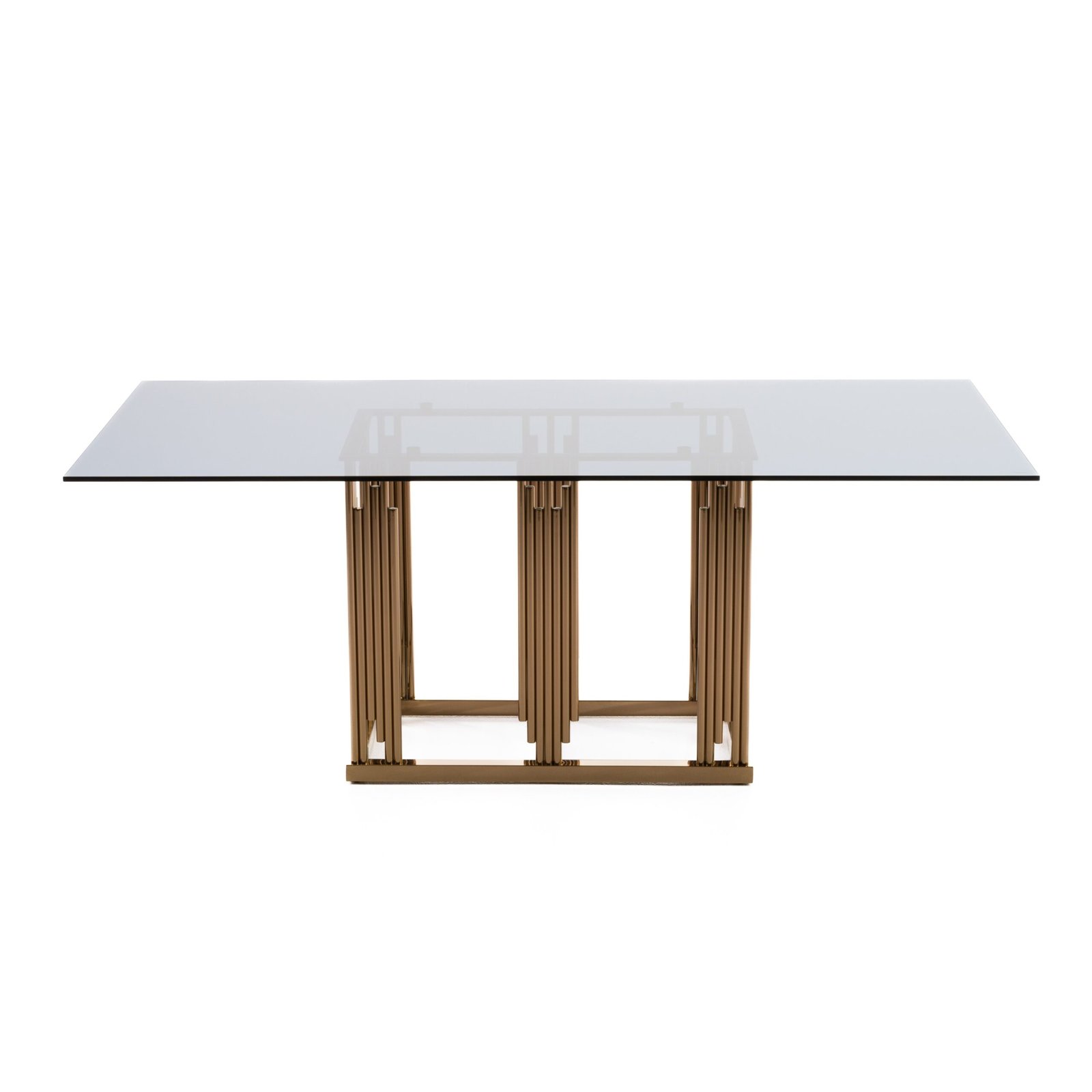 Modrest Token Modern Smoked Grey Glass & Rosegold Dining Table - Image 2