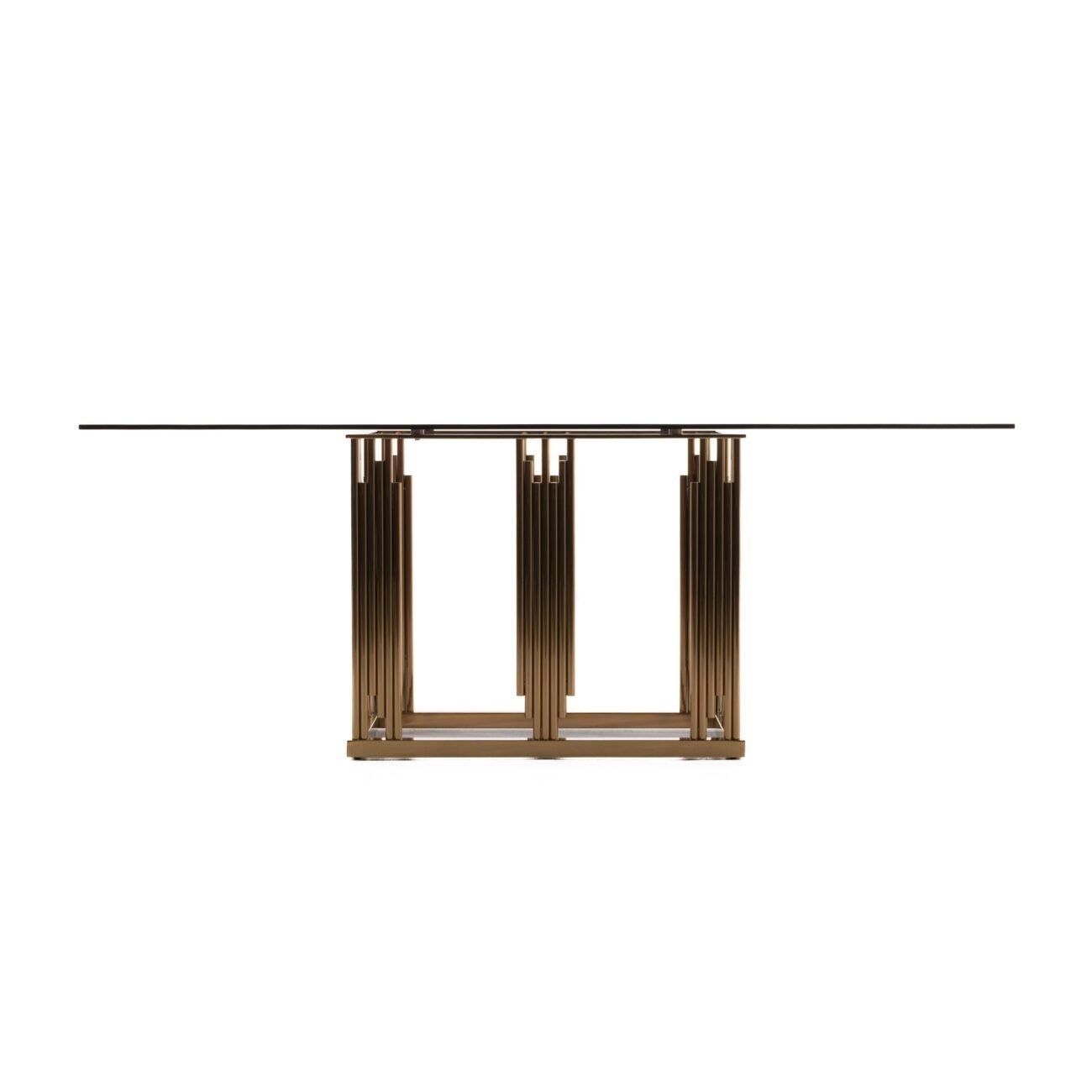 Modrest Token Modern Smoked Grey Glass & Rosegold Dining Table - Image 3