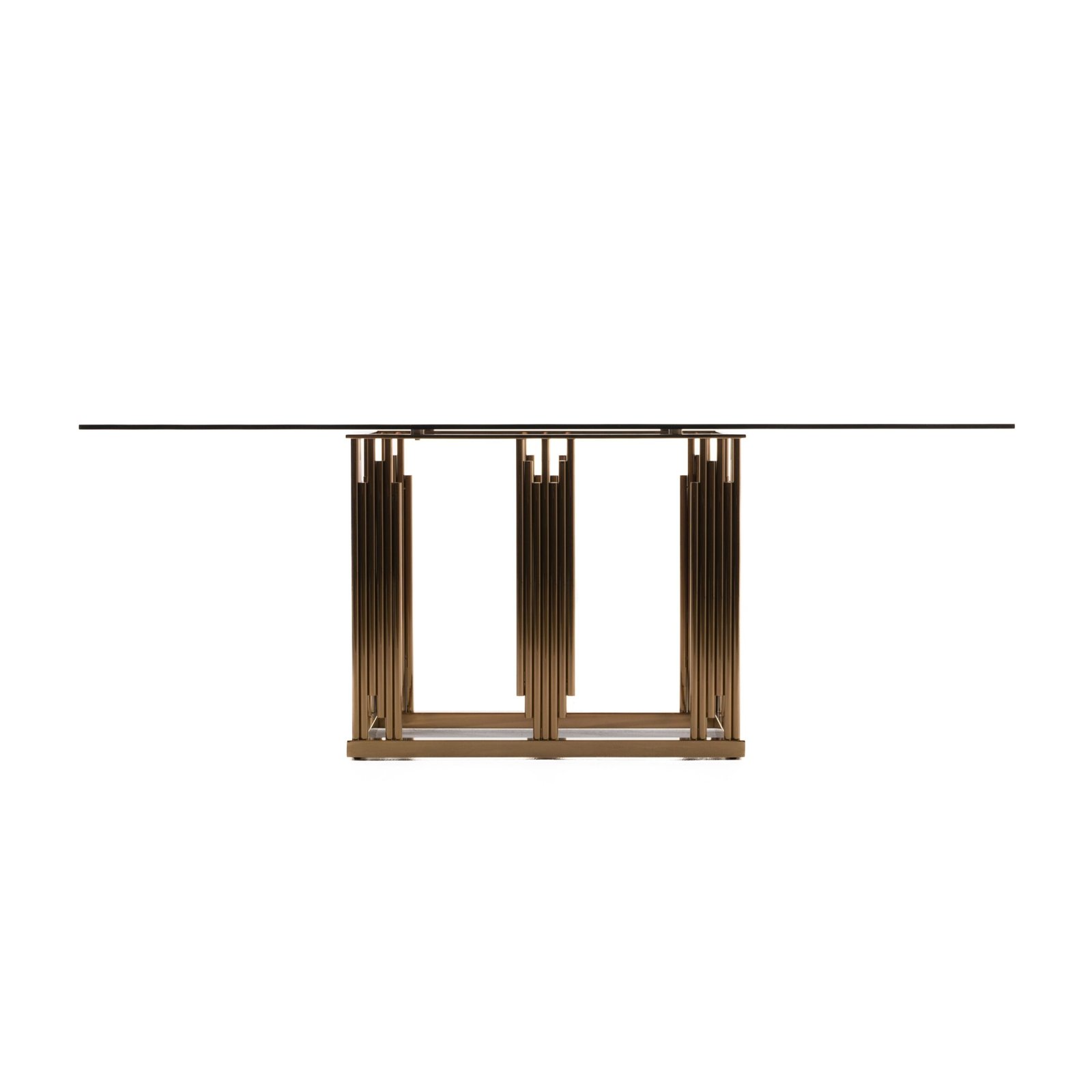 Modrest Token Modern Smoked Grey Glass & Rosegold Dining Table - Image 3