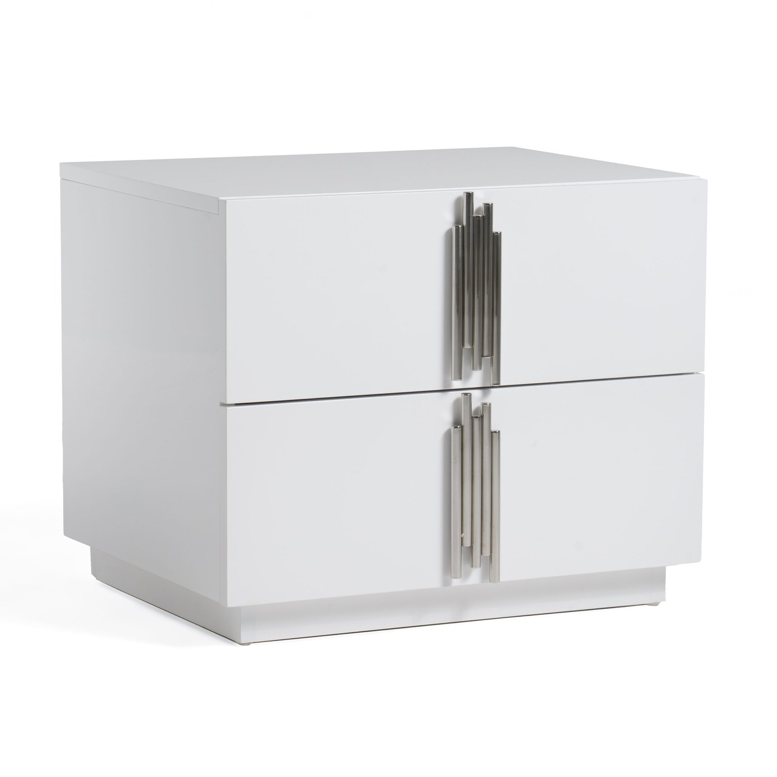 Modrest Token - Modern White & Stainless Steel Nightstand