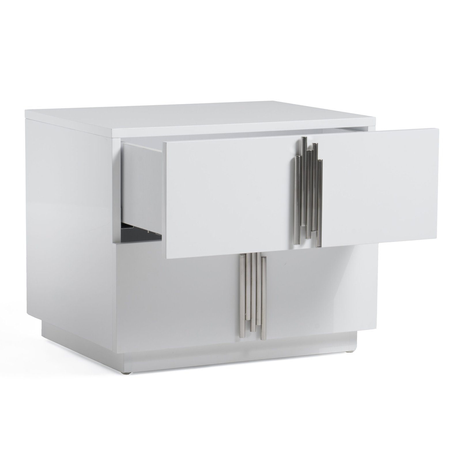 Modrest Token - Modern White & Stainless Steel Nightstand - Image 2