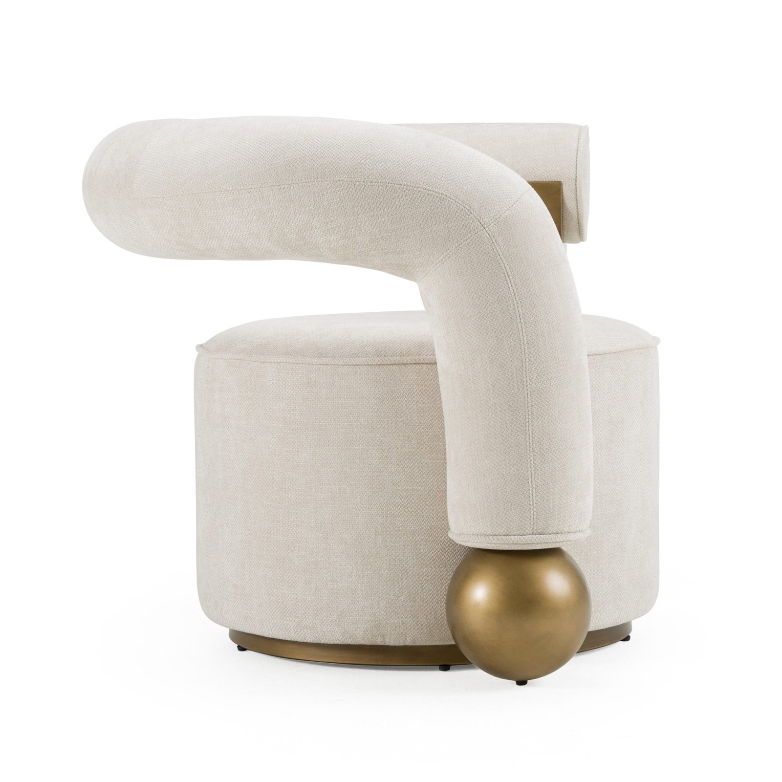 Divani Casa Tranquil - Contemporary Beige Fabric + Antique Brass Accent Chair - Image 2