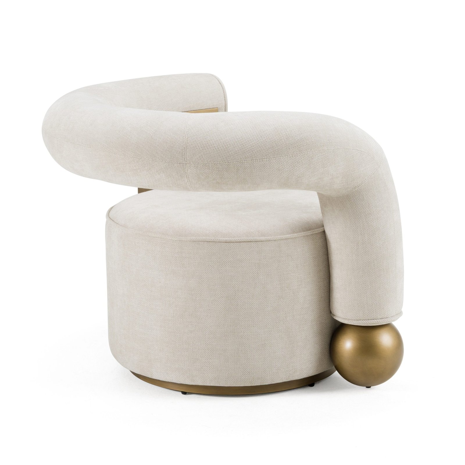 Divani Casa Tranquil - Contemporary Beige Fabric + Antique Brass Accent Chair - Image 3