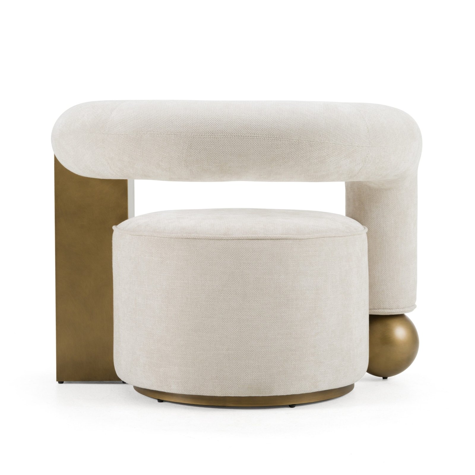 Divani Casa Tranquil - Contemporary Beige Fabric + Antique Brass Accent Chair - Image 4