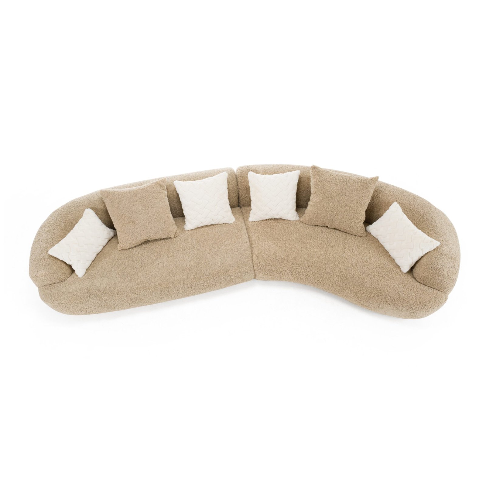Divani Casa Trevor - Modern Tan Fabric Curved Sectional - Image 4