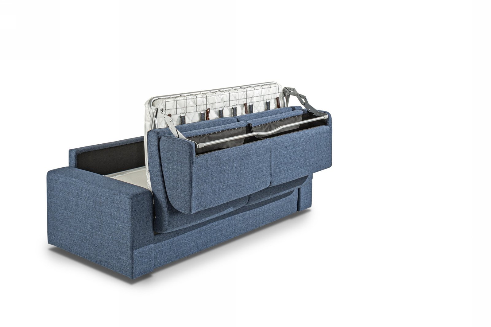 Modrest Made in Italy Urrita - Modern Blue Fabric Sofa Bed w/Full Size Mattress