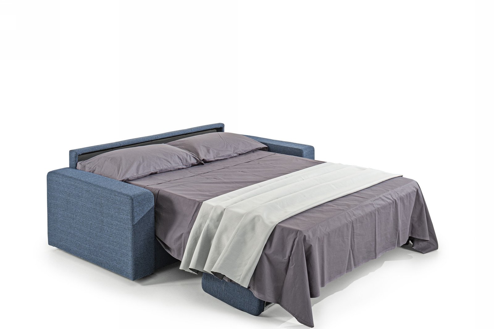 Modrest Made in Italy Urrita - Modern Blue Fabric Sofa Bed w/Full Size Mattress - Image 3
