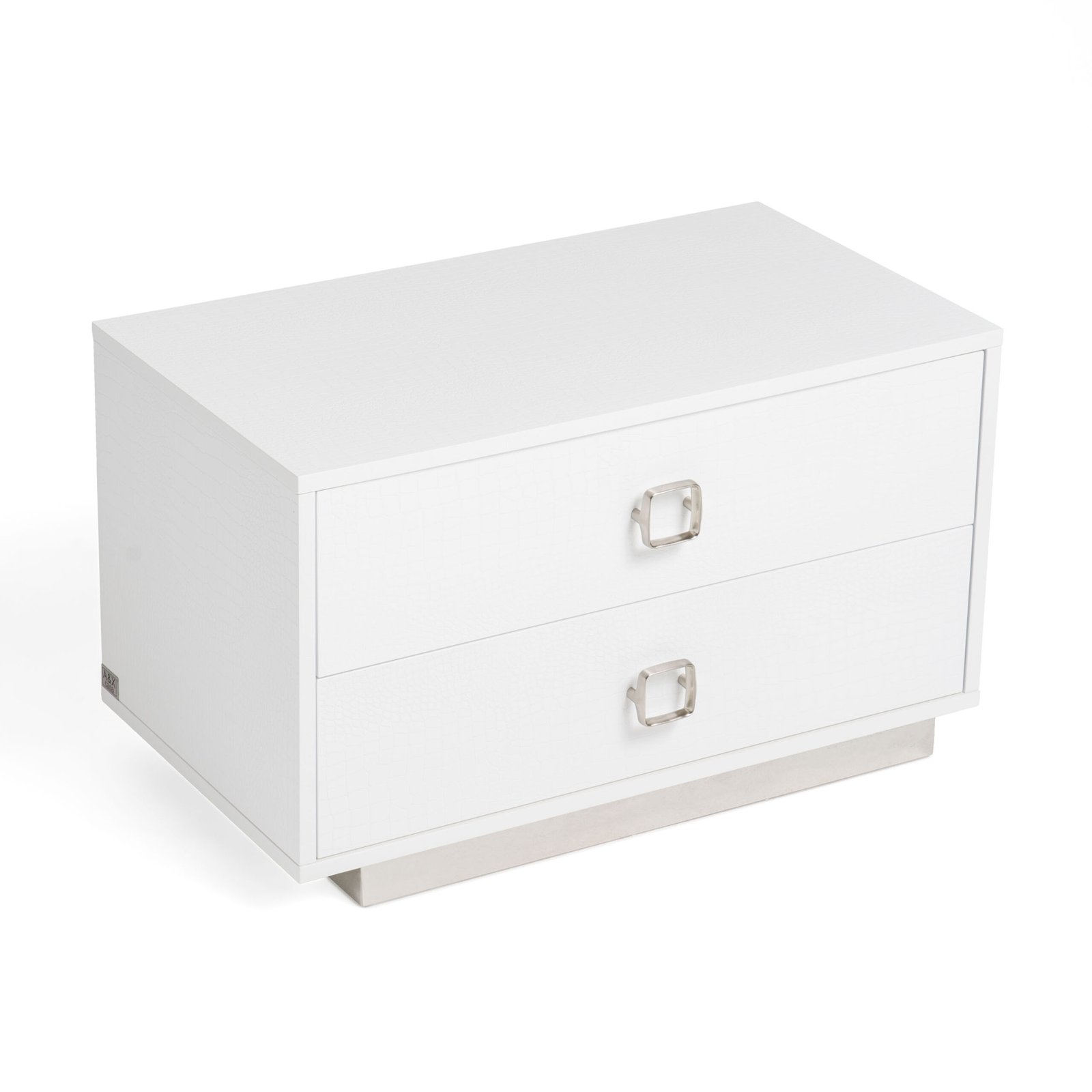 A&X Victoria Modern White Crocodile Nightstand - Image 2