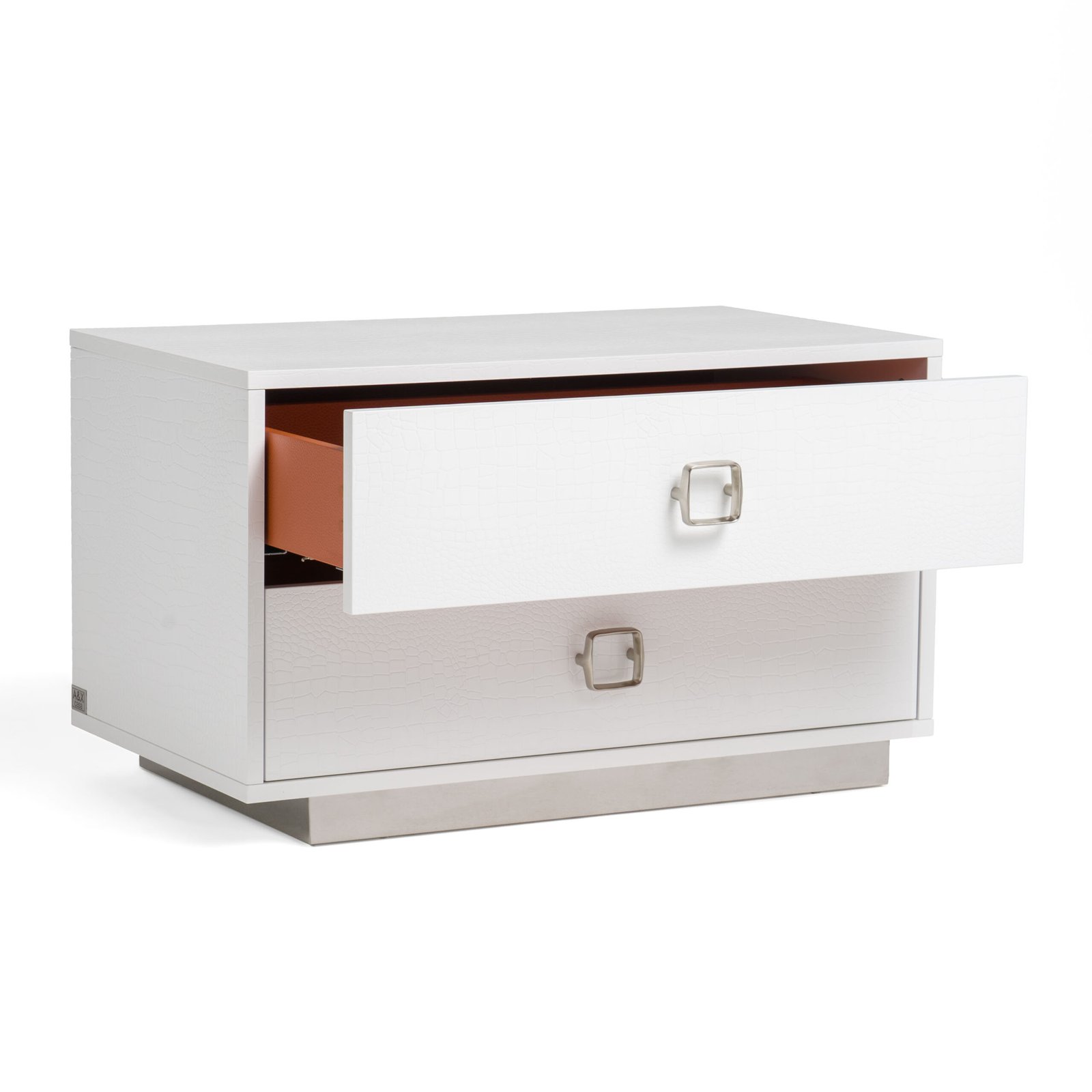 A&X Victoria Modern White Crocodile Nightstand - Image 3
