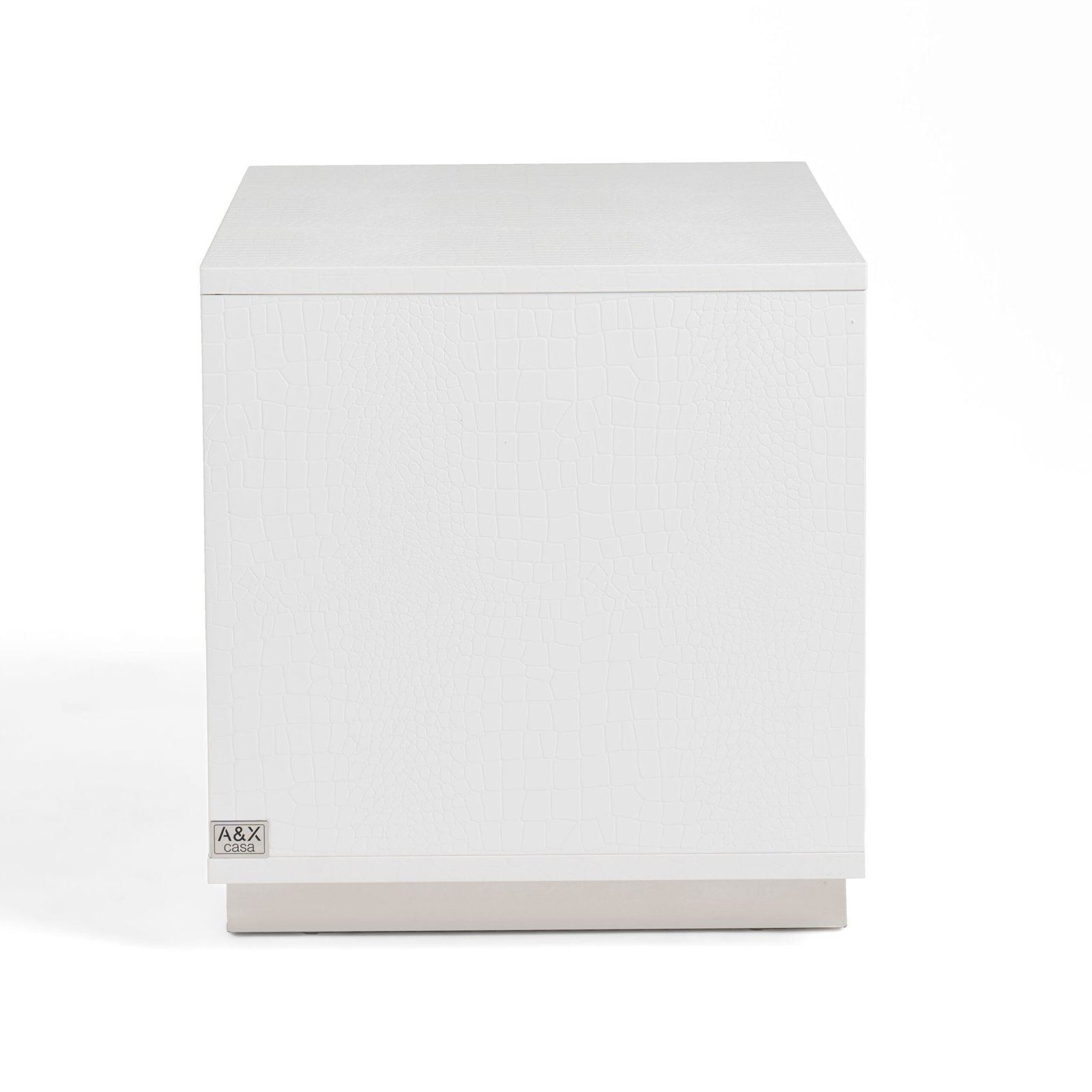 A&X Victoria Modern White Crocodile Nightstand - Image 4