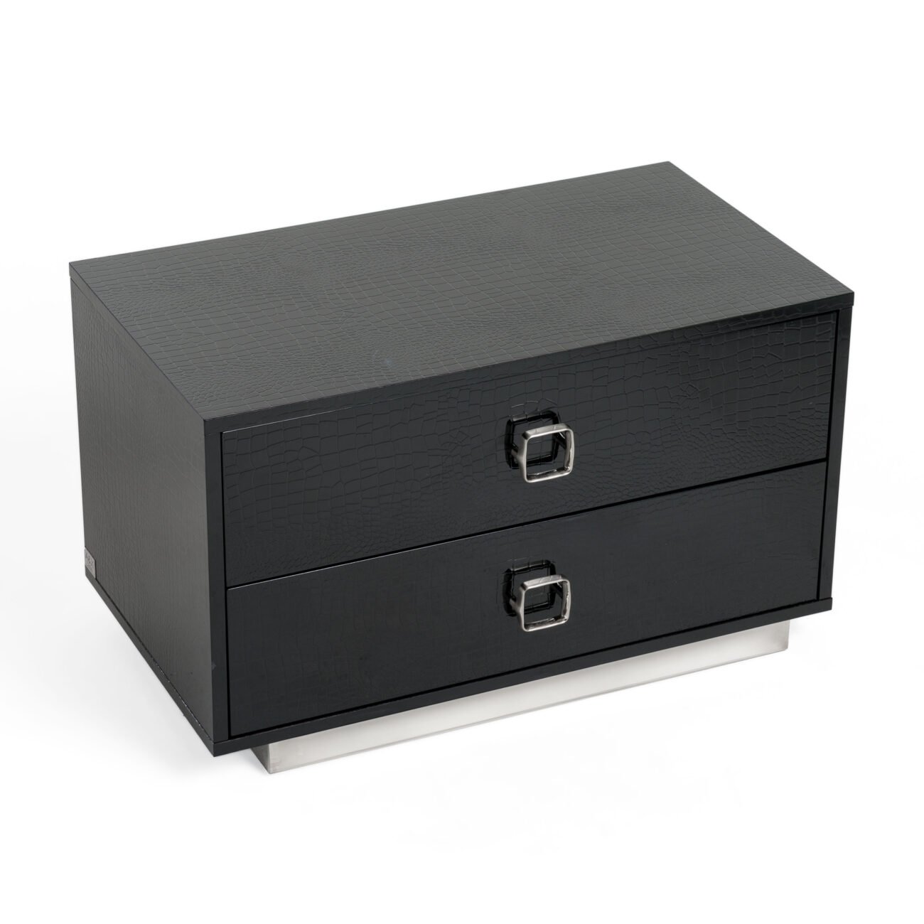 A&X Victoria Modern Black Crocodile Nightstand - Image 2