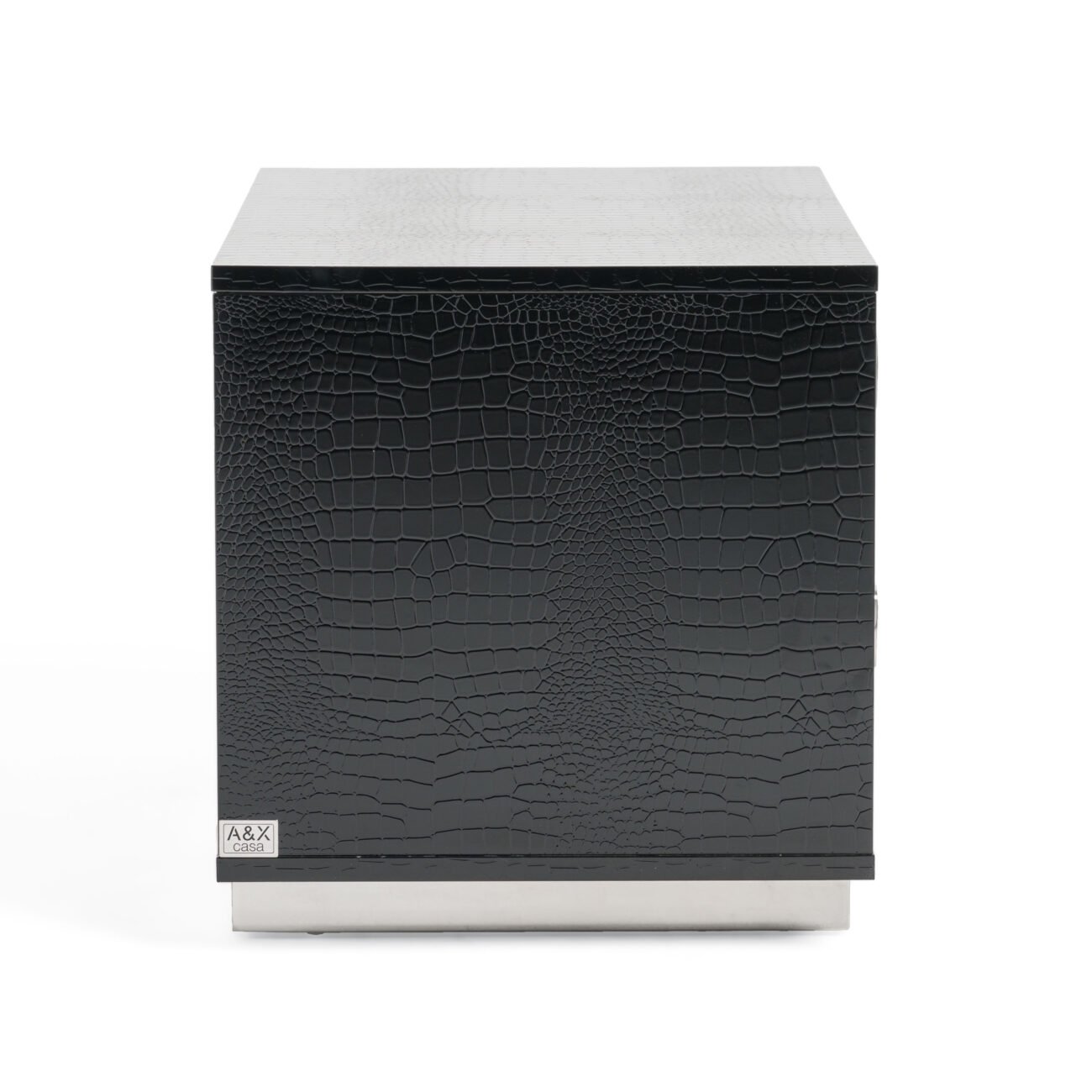 A&X Victoria Modern Black Crocodile Nightstand - Image 4