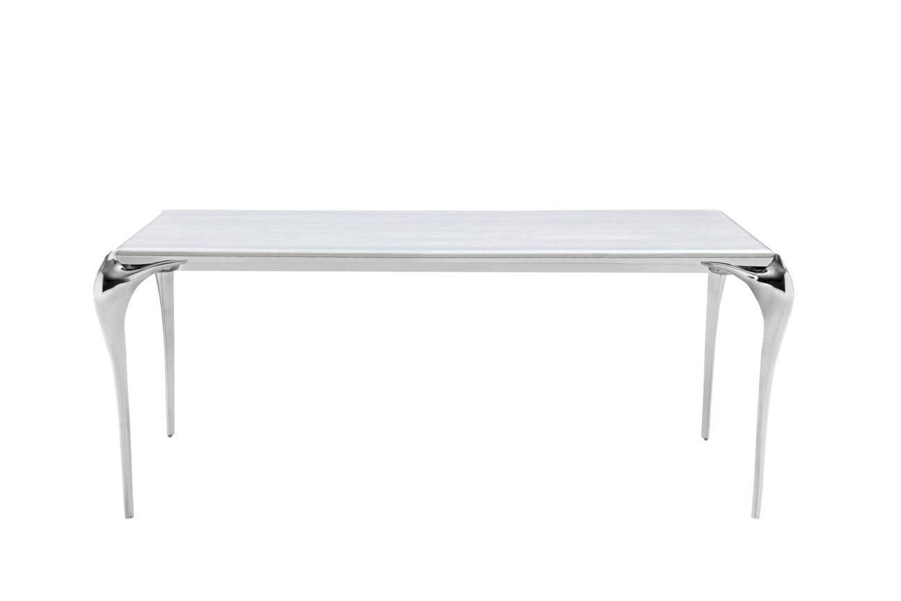 Modrest Vince - Modern Faux Marble & Stainless Steel Dining Table - Image 2