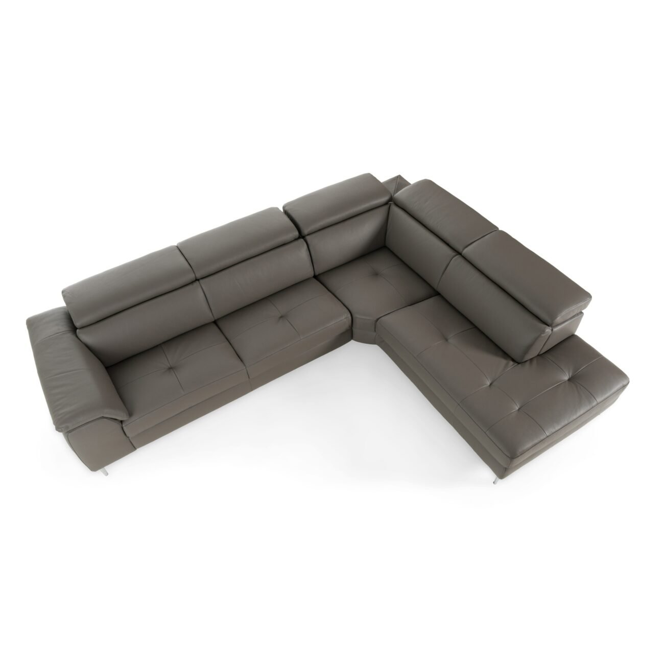 Lamod Italia Viola - Italian Contemporary Grey Leather Right Facing Sectional Sofa - Image 2