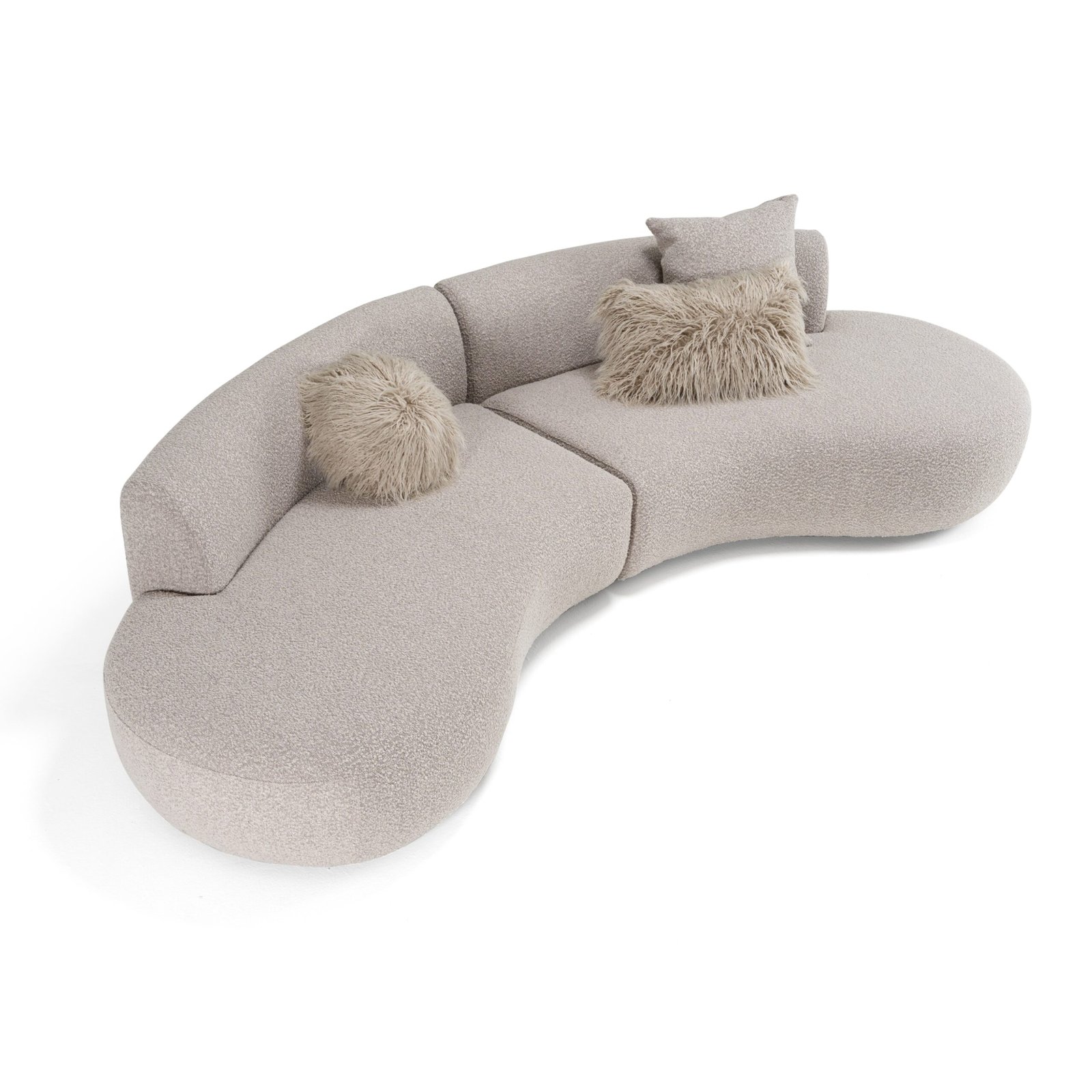 Divani Casa Weldon - Modern Grey Fabric Curved Sectional