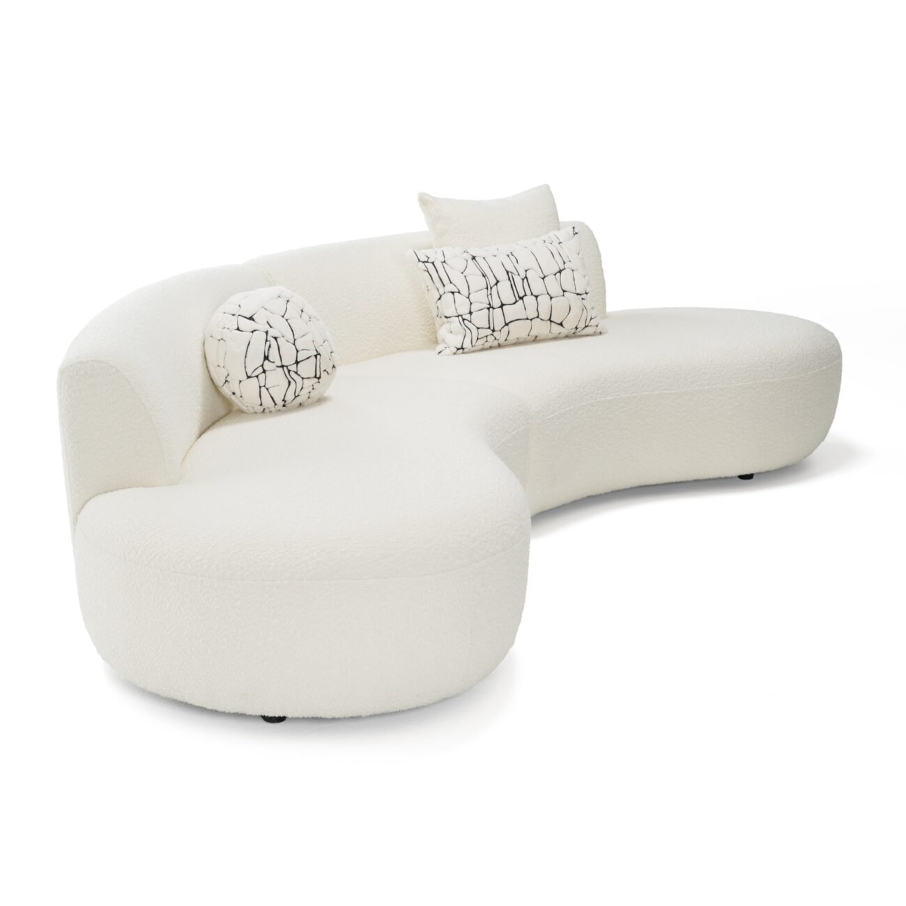 Divani Casa Weldon - Modern Cream Fabric Curved Sectional - Image 4