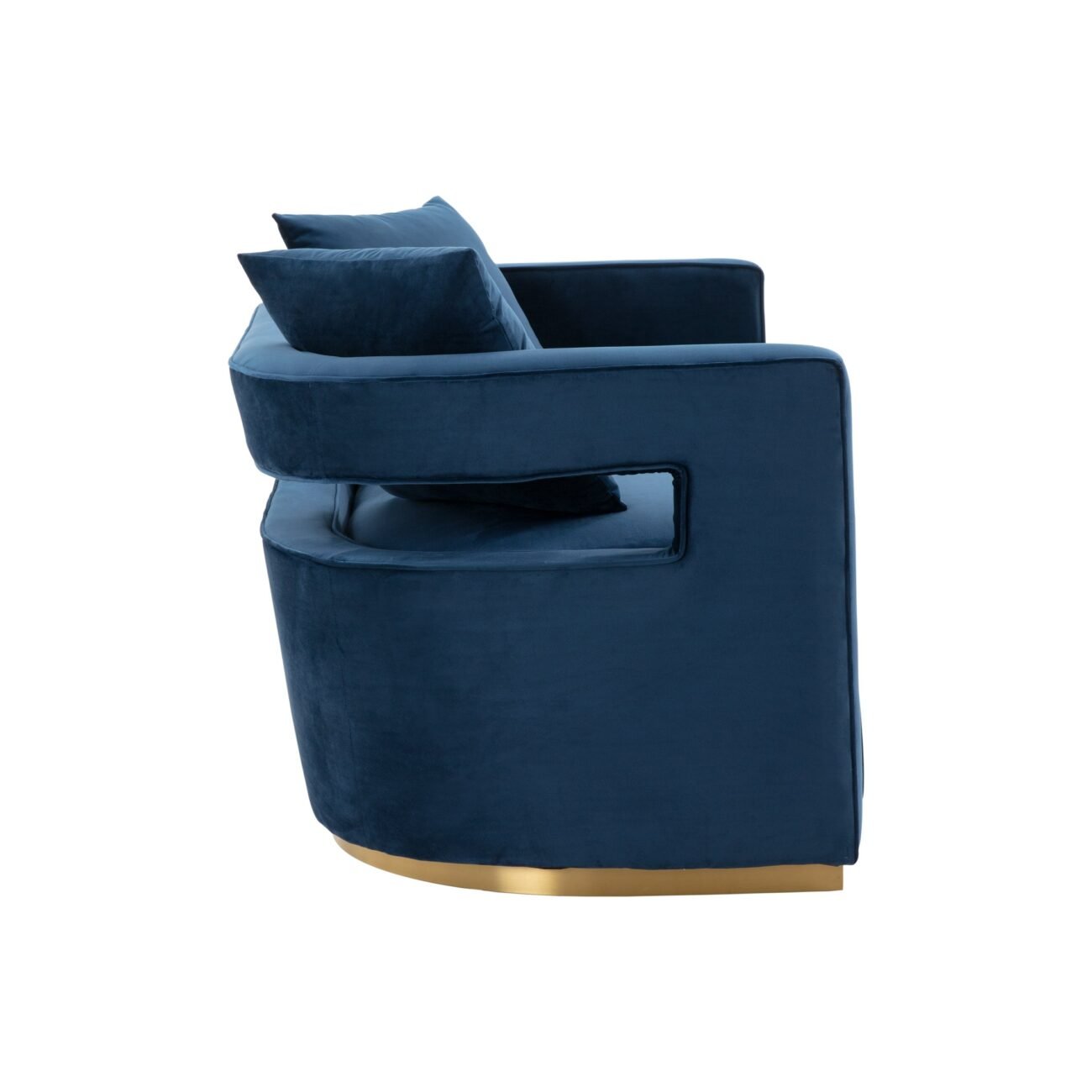 Modrest Wells - Modern Blue Velvet Loveseat - Image 2