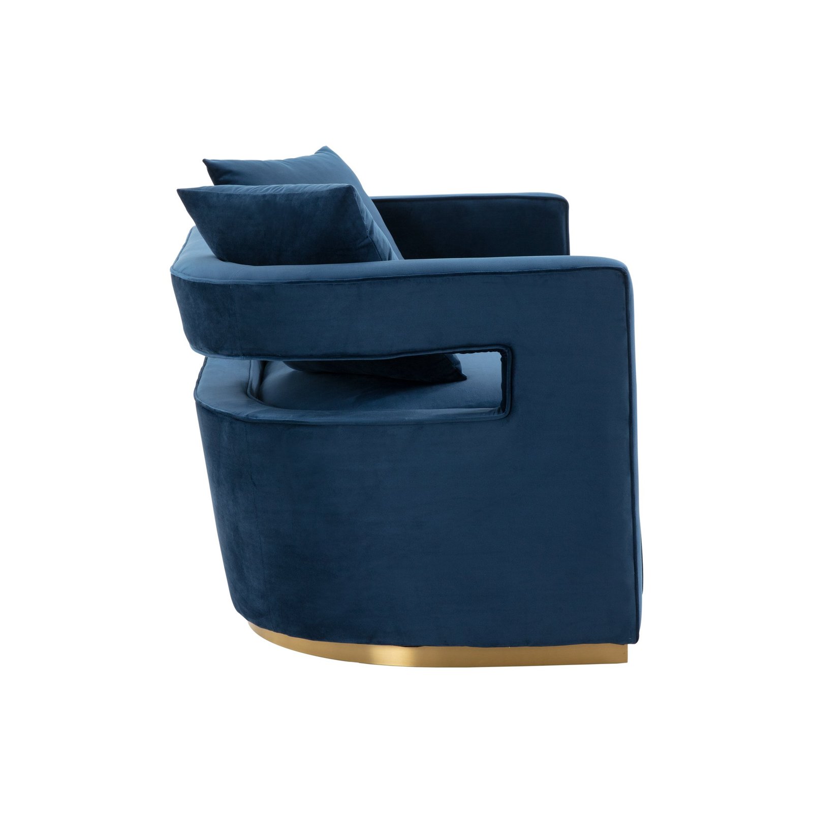 Modrest Wells - Modern Blue Velvet Loveseat - Image 2