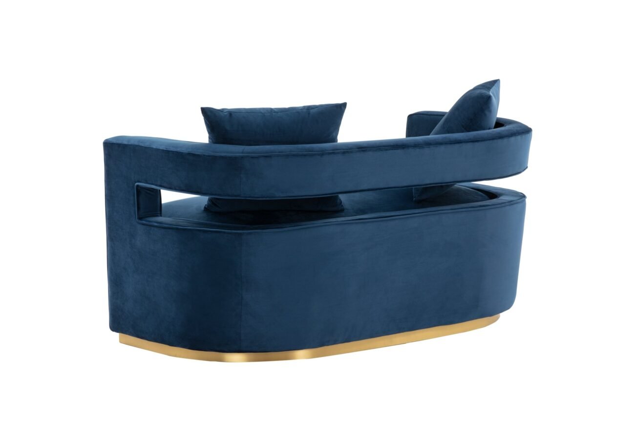 Modrest Wells - Modern Blue Velvet Loveseat - Image 3