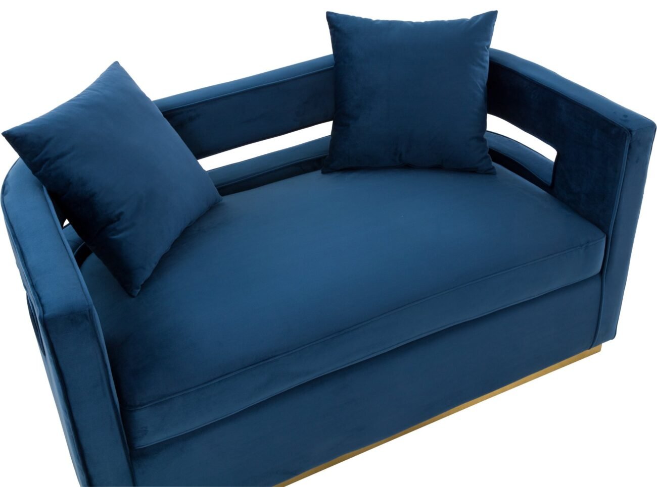 Modrest Wells - Modern Blue Velvet Loveseat - Image 4
