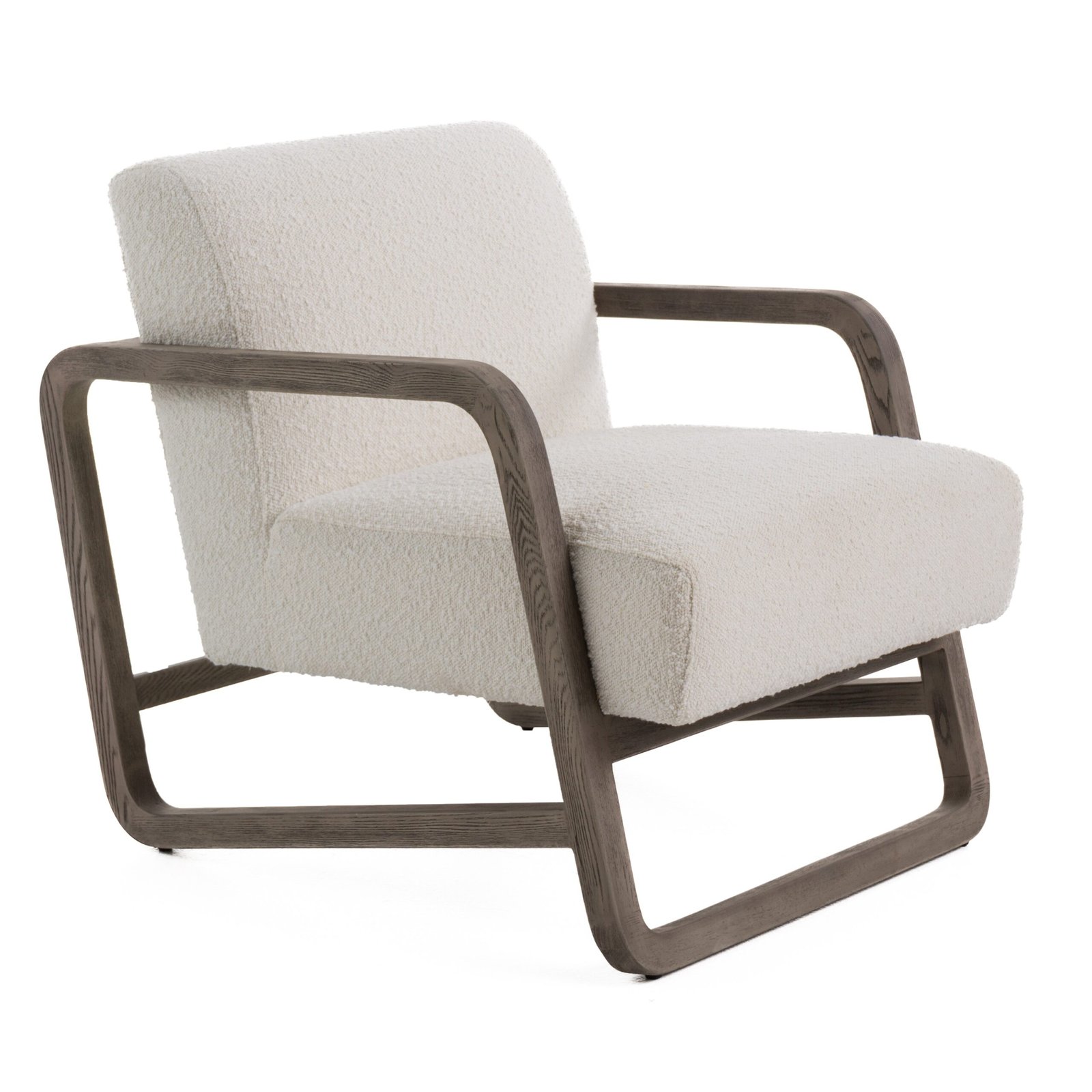 Modrest Wilber - Modern Off-White Fabric + Grey Wood Accent Chair - Image 2
