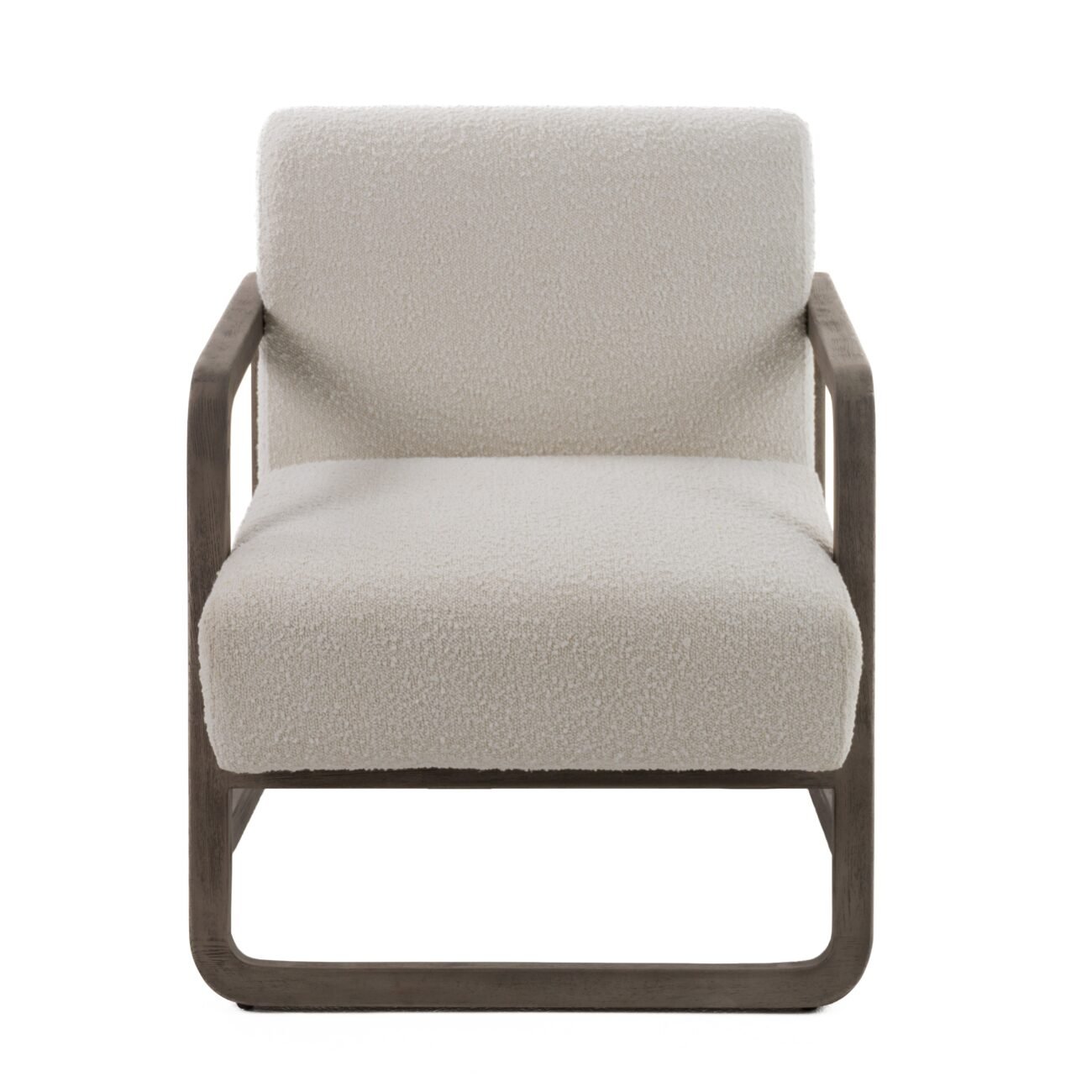 Modrest Wilber - Modern Off-White Fabric + Grey Wood Accent Chair - Image 3