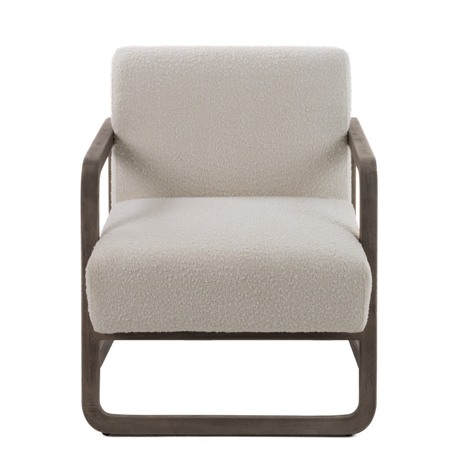 Modrest Wilber - Modern Off-White Fabric + Grey Wood Accent Chair - Image 3