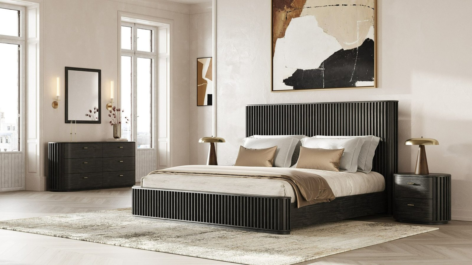 Modrest Fields - Modern Black Acacia Mirror - Image 4