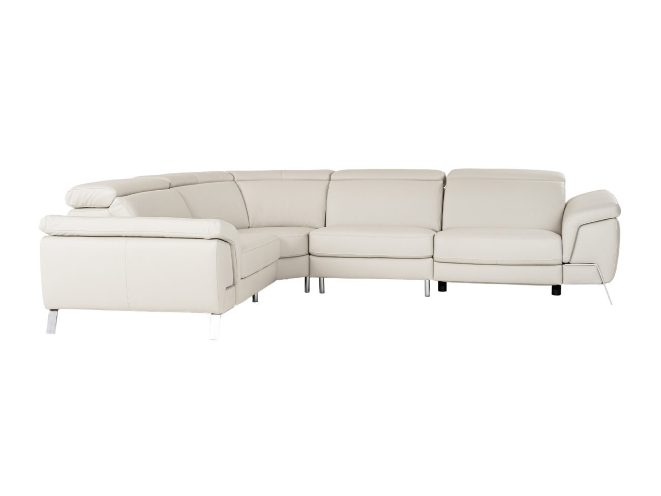 Lamod Italia Mini Wonder - Italian Modern Grey Leather Sectional Sofa with Recliner - Image 2