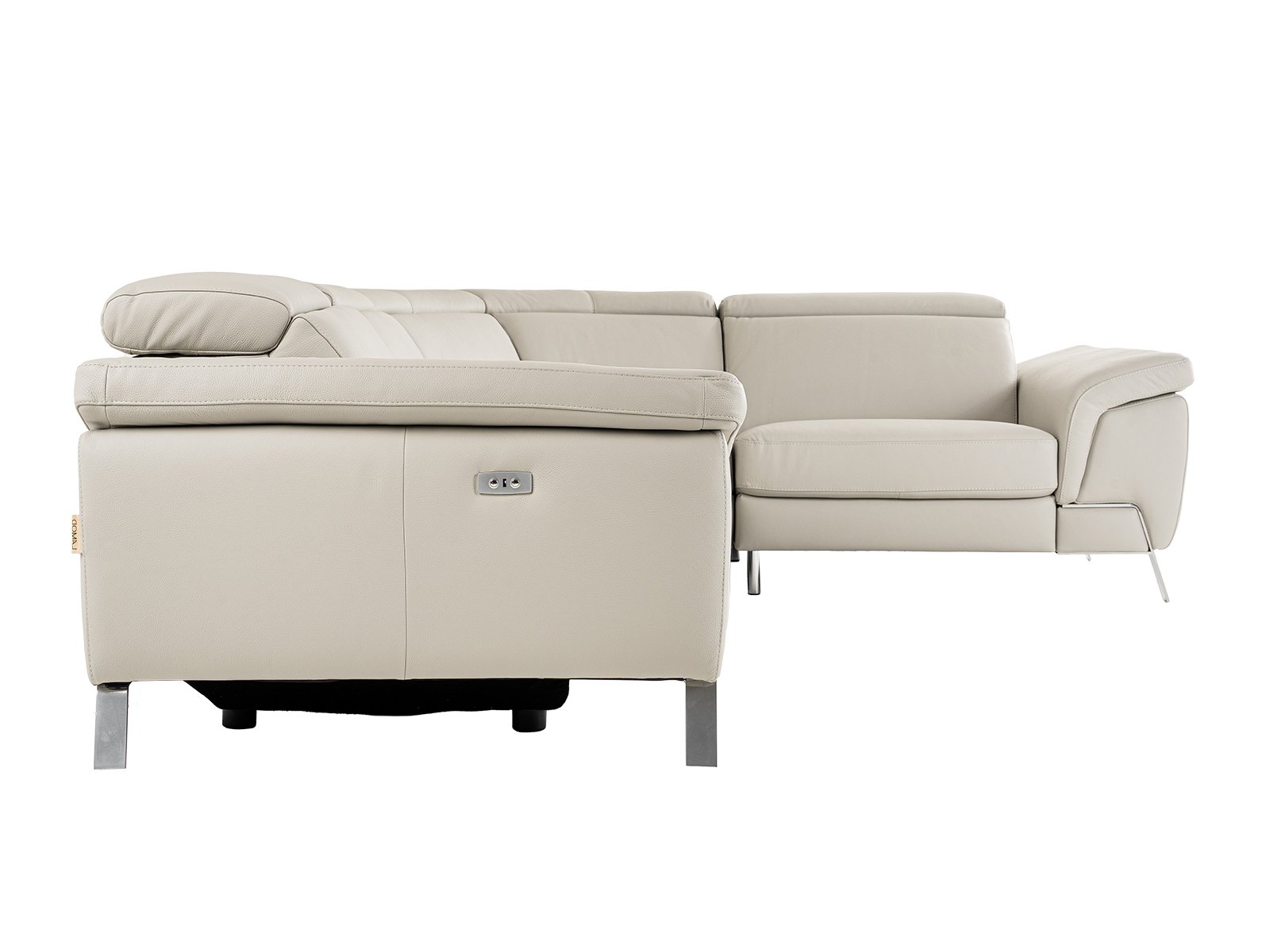 Lamod Italia Mini Wonder - Italian Modern Grey Leather Sectional Sofa with Recliner - Image 3